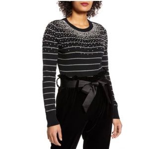 Halogen Pearl Metallic Stripe Sweater